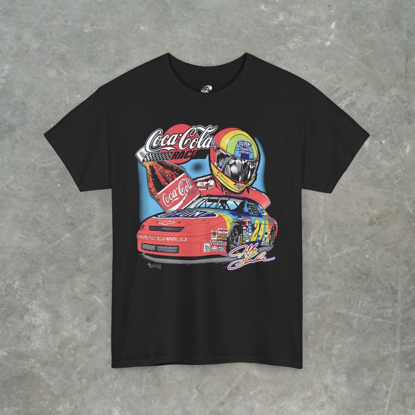 Vintage Coca-Cola Racing T-Shirt - Retro NASCAR Jeff Gordon Graphic Tee - Classic 90s Monte Carlo Car Shirt - Gildan Heavy Cotton