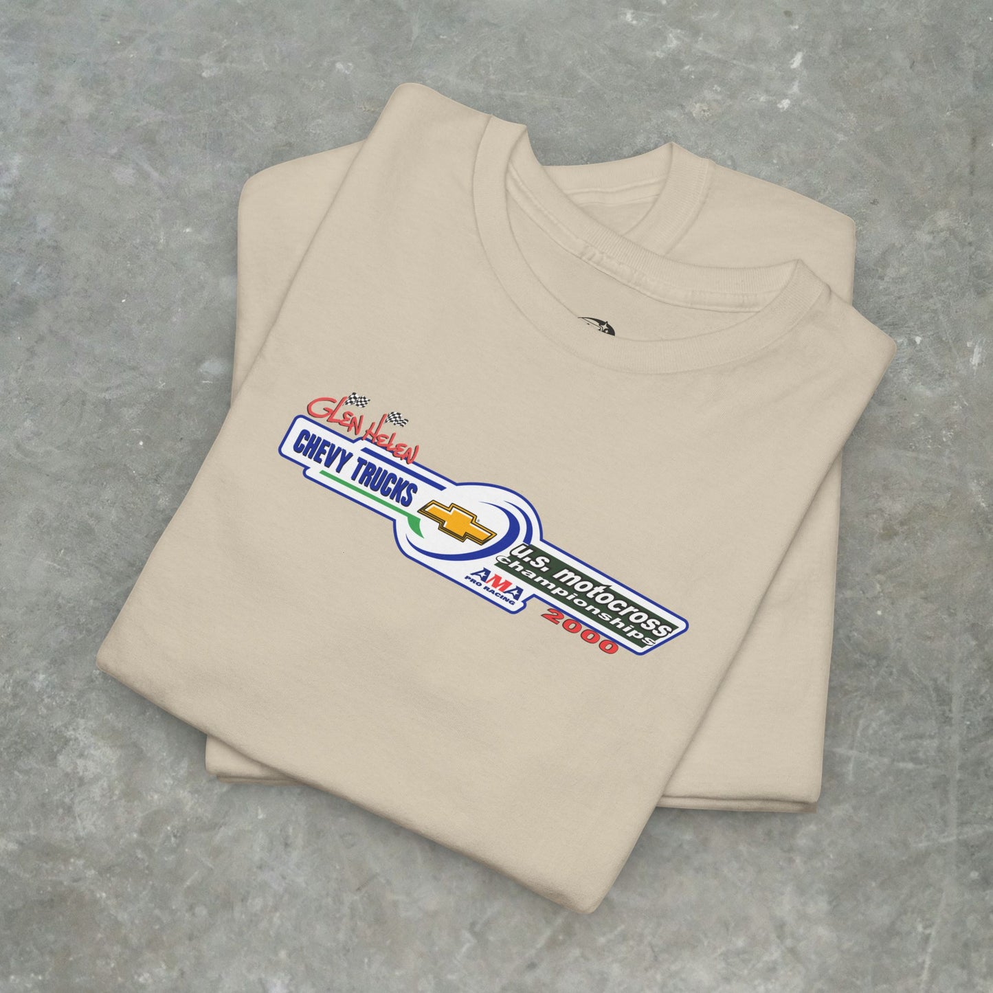 Vintage 2000 Chevy Trucks AMA Motocross Glen Helen Graphic T-Shirt - Retro Dirt Bike Racing Tee - Gildan Heavy Cotton