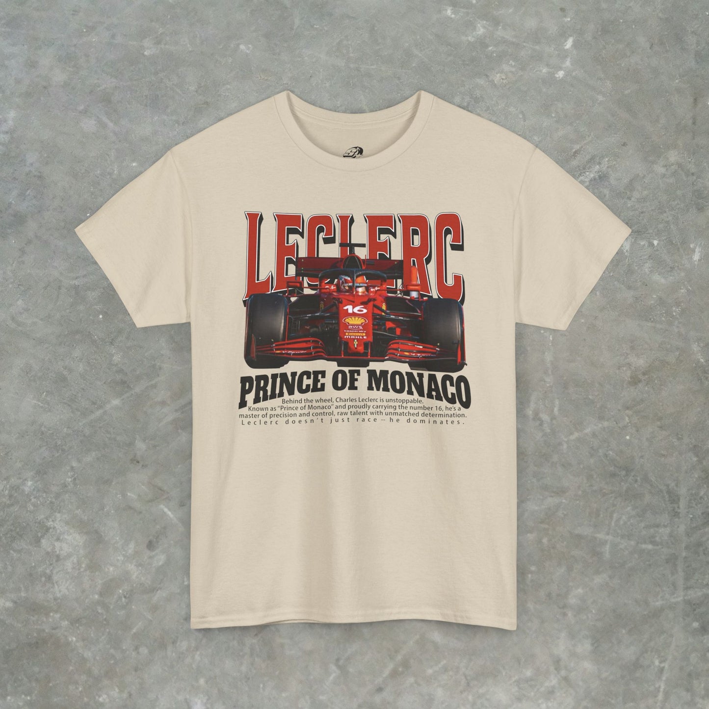 Charles Leclerc Prince of Monaco T-Shirt – Formula 1 Racing Graphic Tee for F1 Fans, Gildan Heavy Cotton