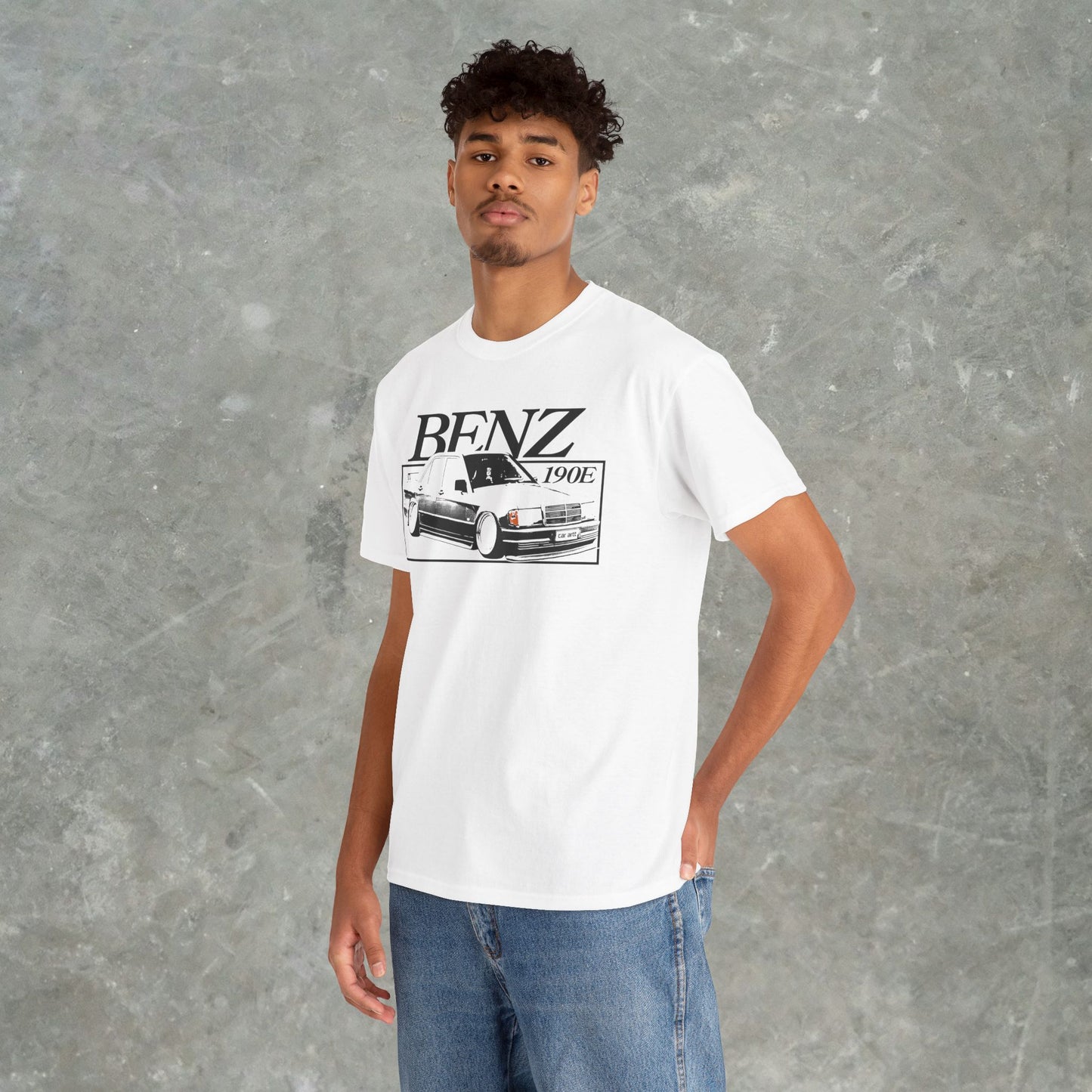 Vintage Benz 190E Car Graphic Tee – Retro Mercedes Art T-Shirt, Streetwear Style, Gildan Heavy Cotton