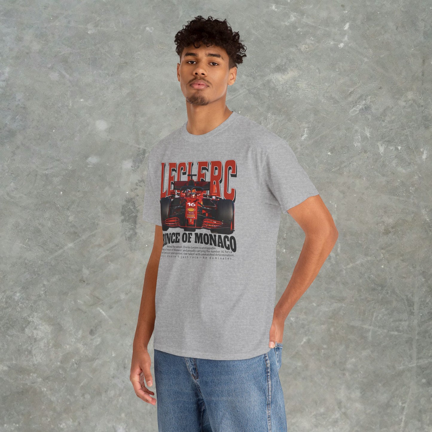 Charles Leclerc Prince of Monaco T-Shirt – Formula 1 Racing Graphic Tee for F1 Fans, Gildan Heavy Cotton