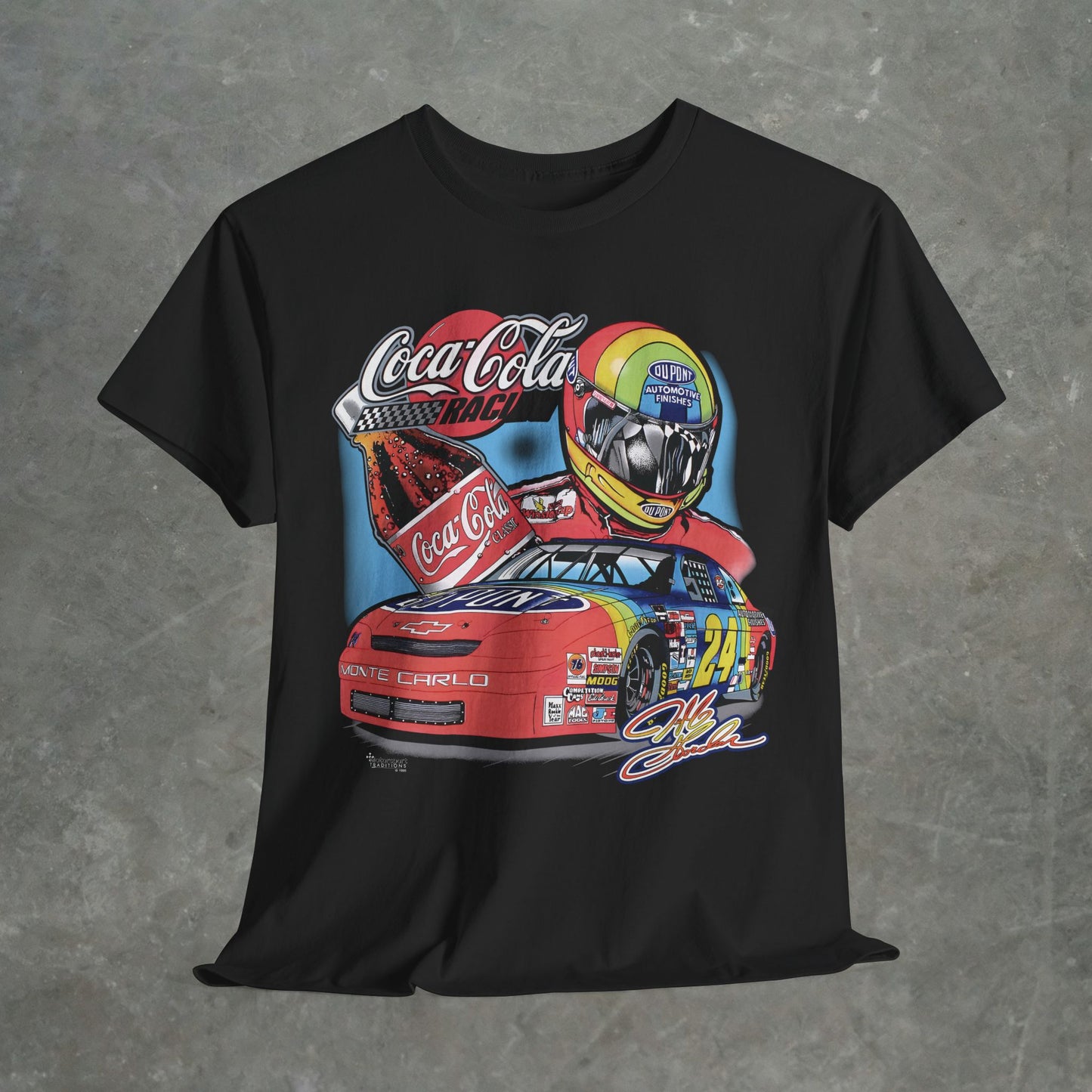 Vintage Coca-Cola Racing T-Shirt - Retro NASCAR Jeff Gordon Graphic Tee - Classic 90s Monte Carlo Car Shirt - Gildan Heavy Cotton