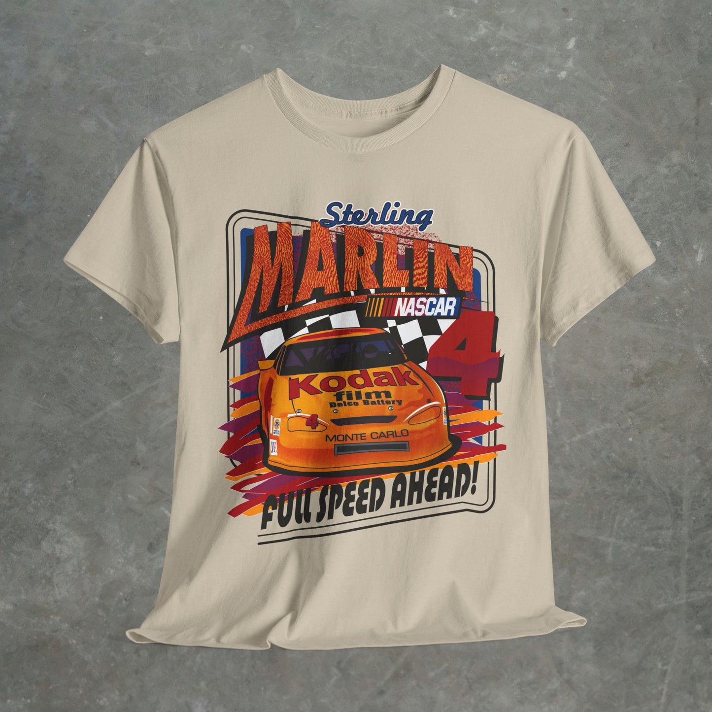 Vintage Sterling Marlin NASCAR T-Shirt – Kodak Racing Car Graphic Tee for Racing Fans