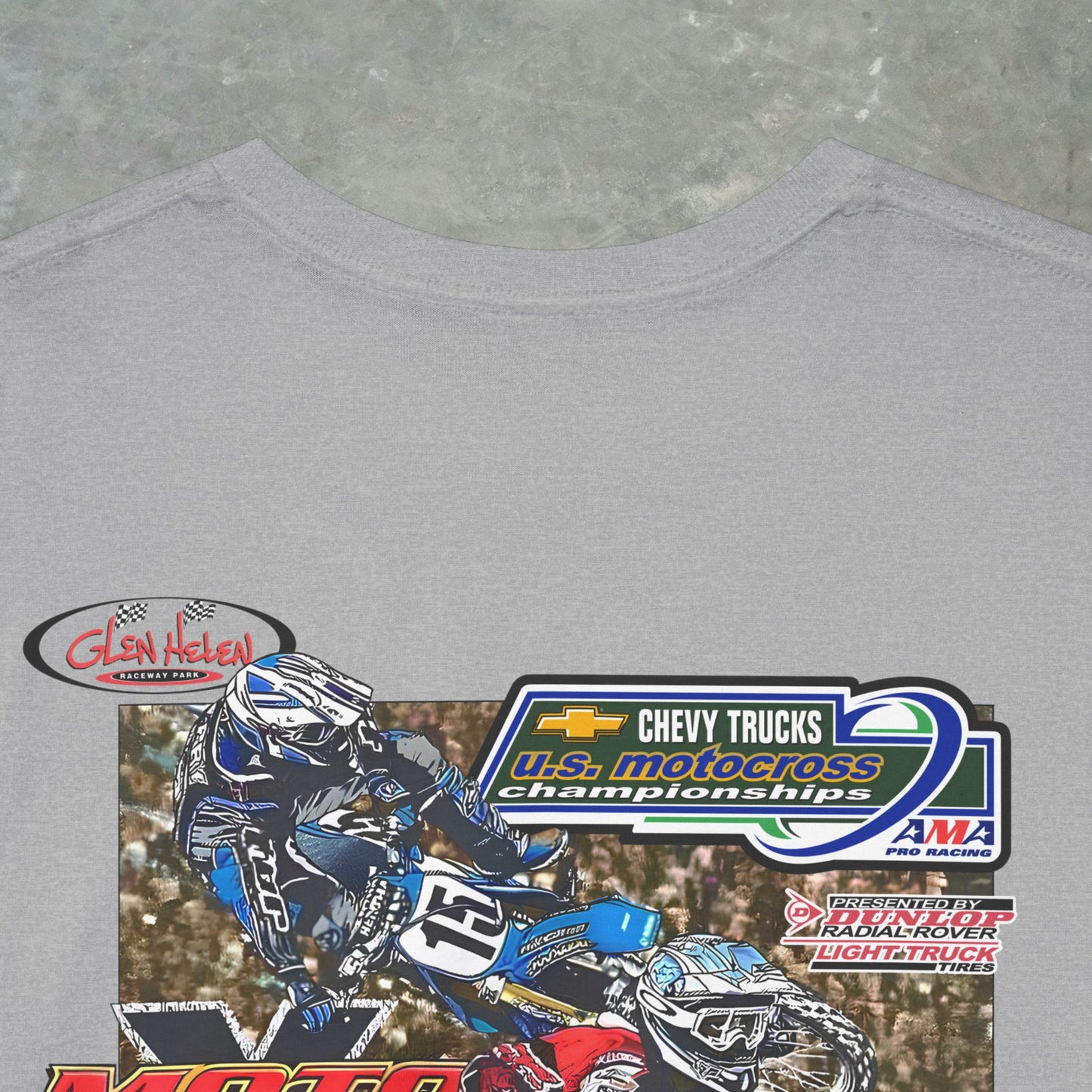 Vintage 2000 Chevy Trucks AMA Motocross Glen Helen Graphic T-Shirt - Retro Dirt Bike Racing Tee - Gildan Heavy Cotton