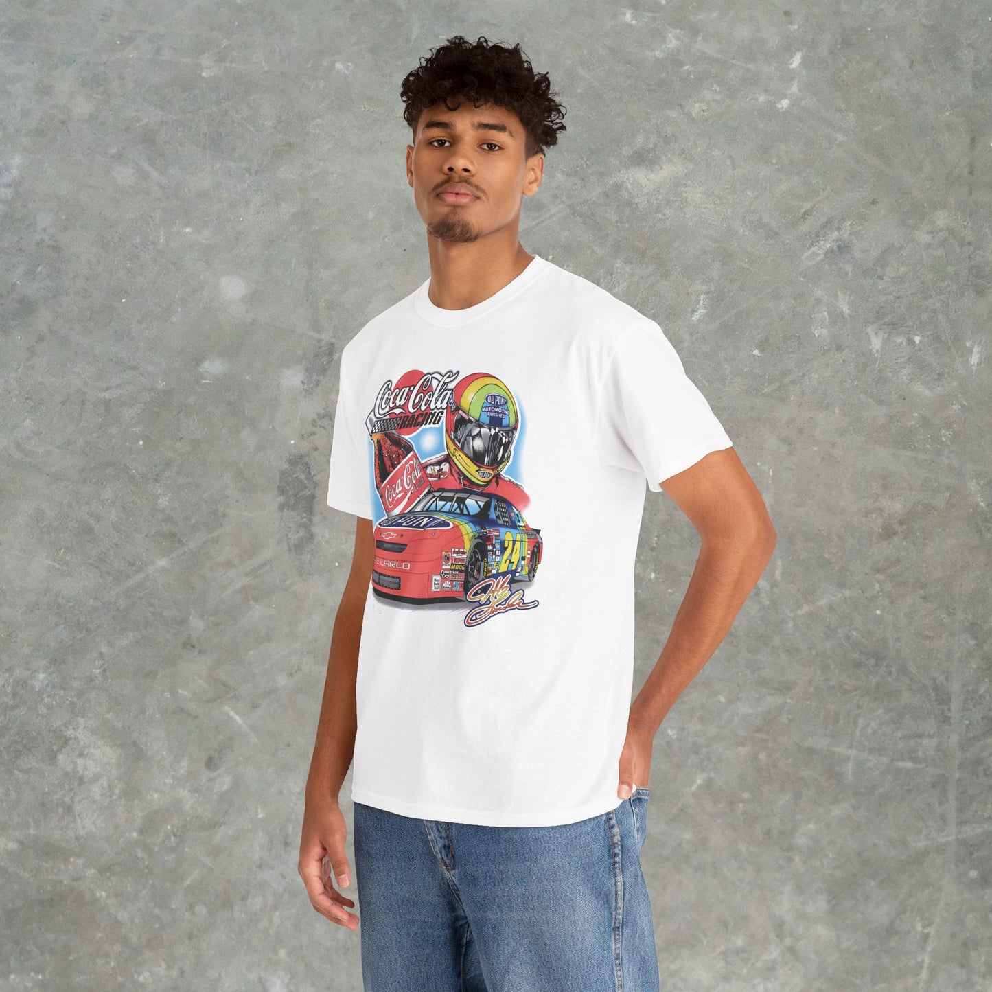 Vintage Coca-Cola Racing T-Shirt - Retro NASCAR Jeff Gordon Graphic Tee - Classic 90s Monte Carlo Car Shirt - Gildan Heavy Cotton