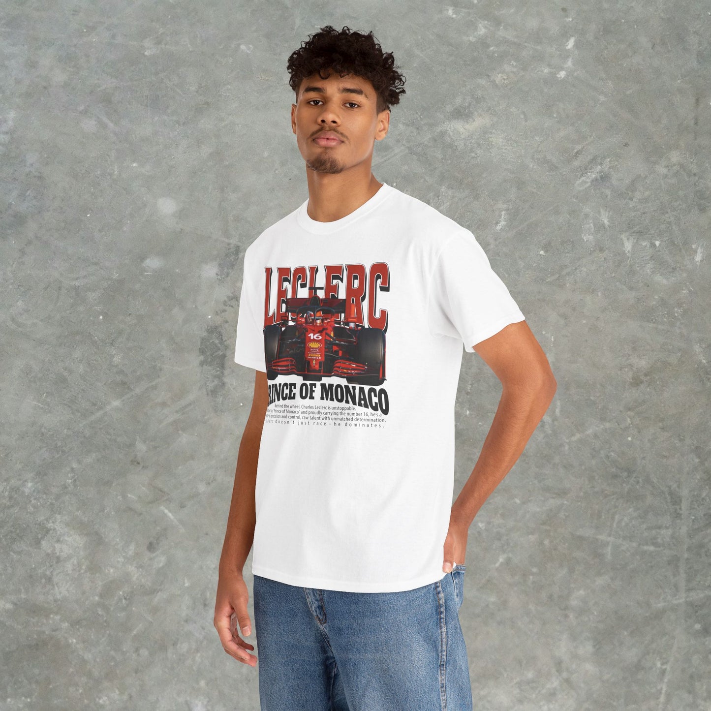 Charles Leclerc Prince of Monaco T-Shirt – Formula 1 Racing Graphic Tee for F1 Fans, Gildan Heavy Cotton