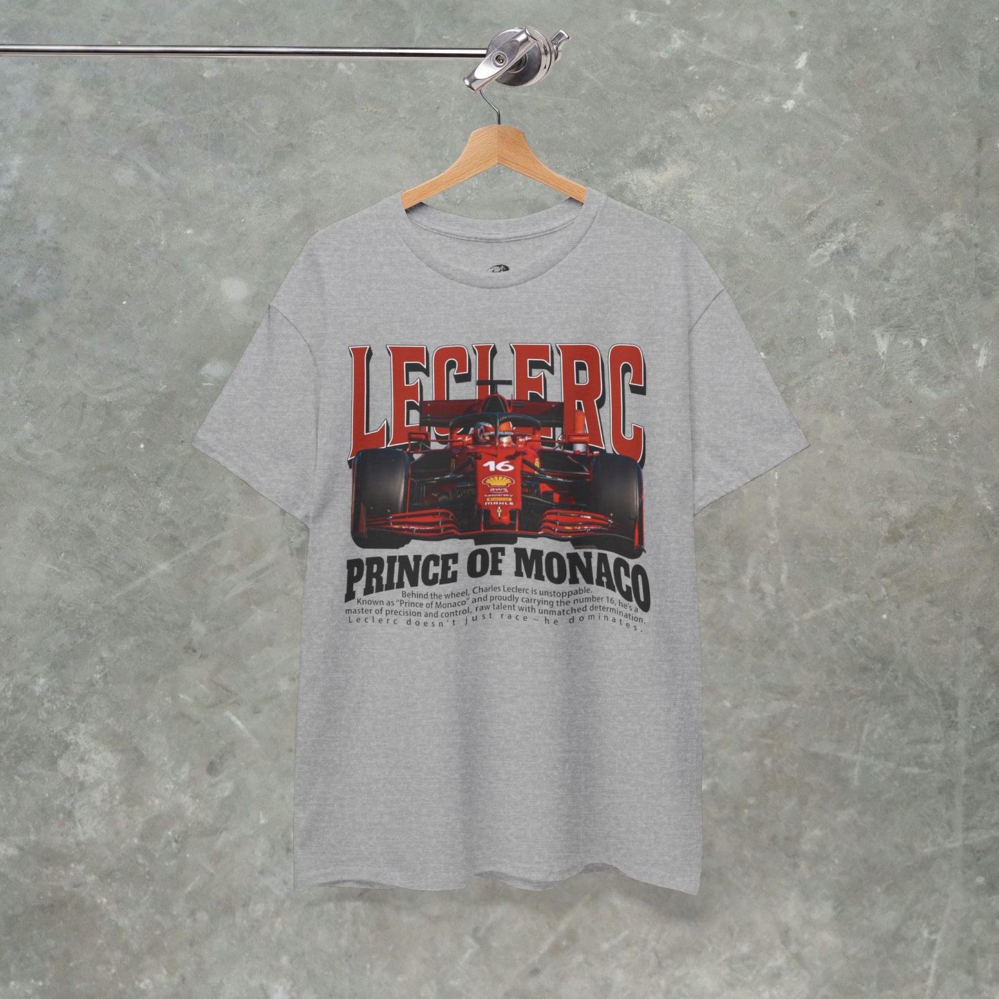 Charles Leclerc Prince of Monaco T-Shirt – Formula 1 Racing Graphic Tee for F1 Fans, Gildan Heavy Cotton