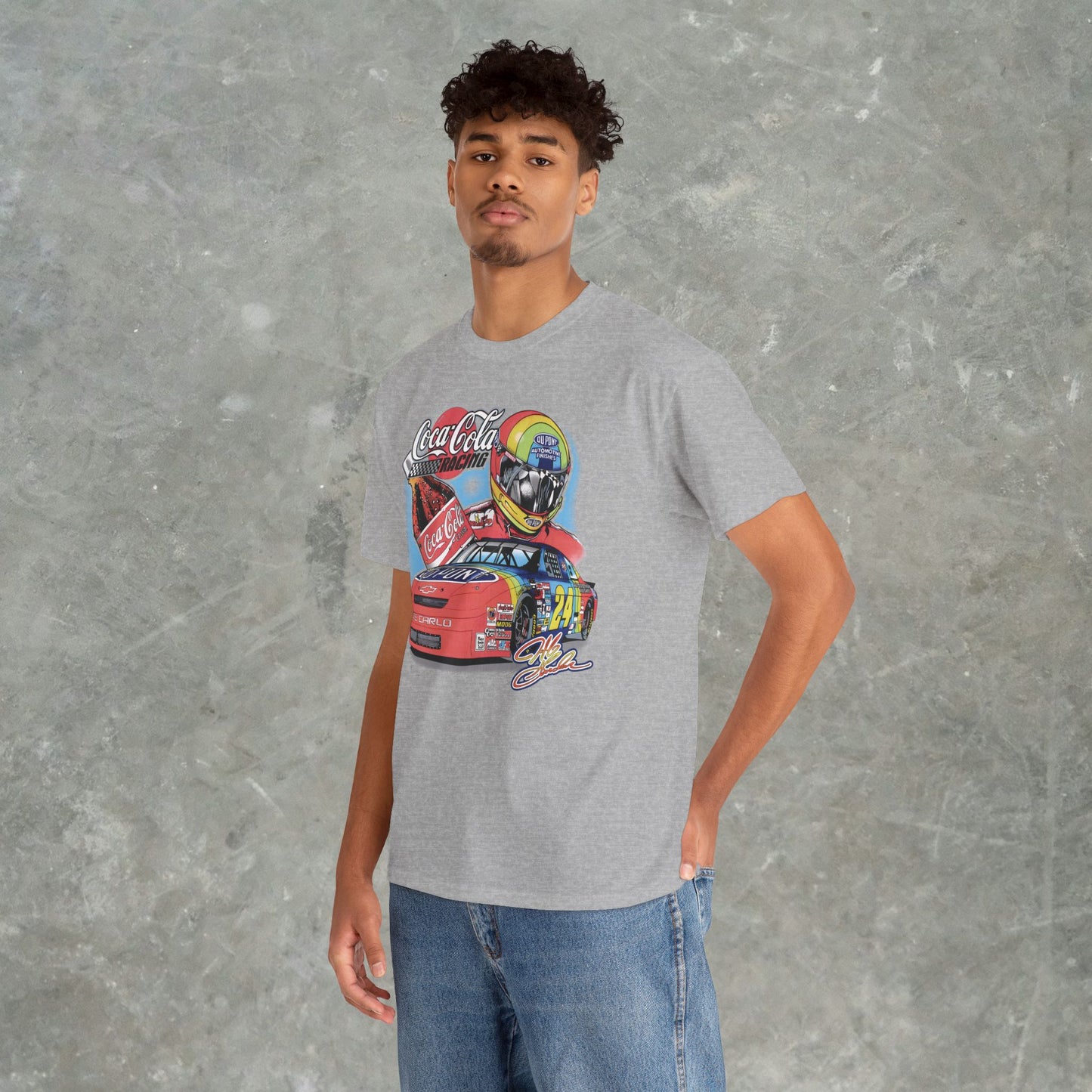 Vintage Coca-Cola Racing T-Shirt - Retro NASCAR Jeff Gordon Graphic Tee - Classic 90s Monte Carlo Car Shirt - Gildan Heavy Cotton