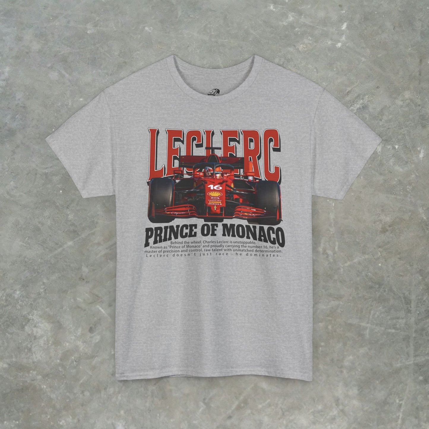 Charles Leclerc Prince of Monaco T-Shirt – Formula 1 Racing Graphic Tee for F1 Fans, Gildan Heavy Cotton