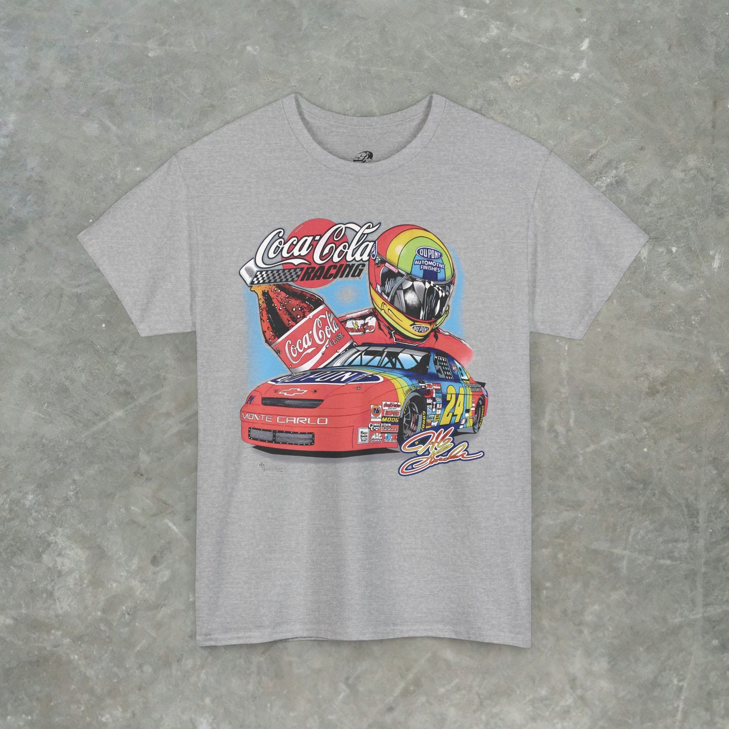 Vintage Coca-Cola Racing T-Shirt - Retro NASCAR Jeff Gordon Graphic Tee - Classic 90s Monte Carlo Car Shirt - Gildan Heavy Cotton