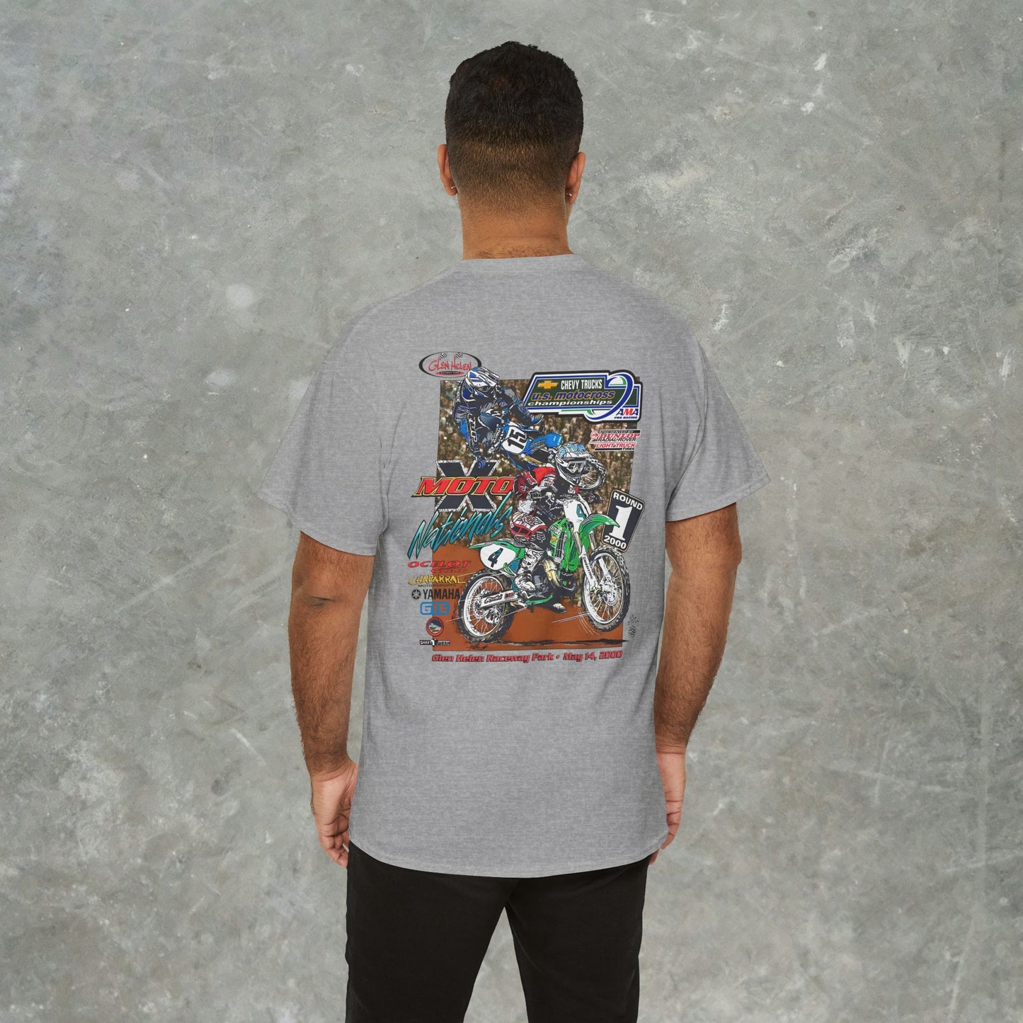 Vintage 2000 Chevy Trucks AMA Motocross Glen Helen Graphic T-Shirt - Retro Dirt Bike Racing Tee - Gildan Heavy Cotton