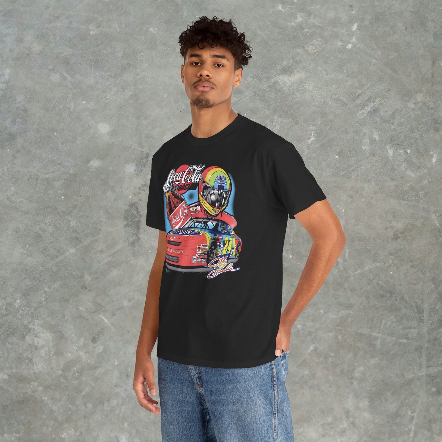 Vintage Coca-Cola Racing T-Shirt - Retro NASCAR Jeff Gordon Graphic Tee - Classic 90s Monte Carlo Car Shirt - Gildan Heavy Cotton