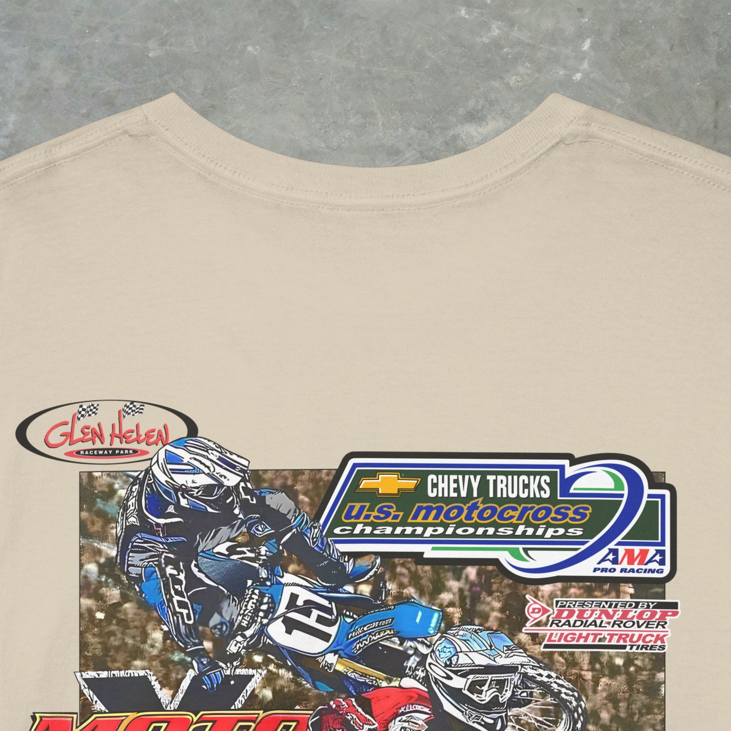 Vintage 2000 Chevy Trucks AMA Motocross Glen Helen Graphic T-Shirt - Retro Dirt Bike Racing Tee - Gildan Heavy Cotton