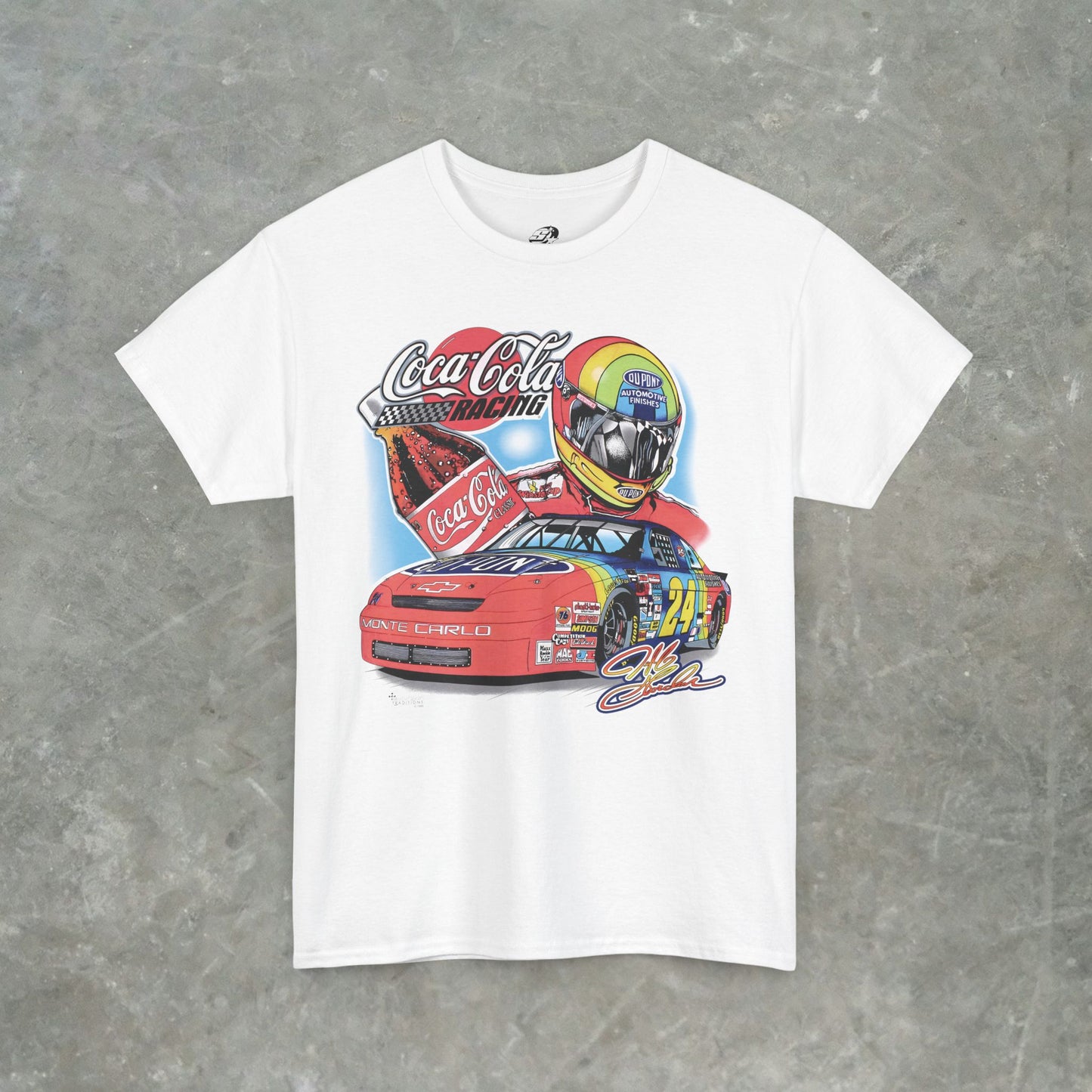 Vintage Coca-Cola Racing T-Shirt - Retro NASCAR Jeff Gordon Graphic Tee - Classic 90s Monte Carlo Car Shirt - Gildan Heavy Cotton