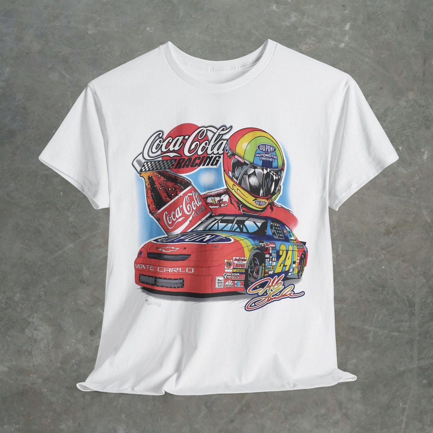 Vintage Coca-Cola Racing T-Shirt - Retro NASCAR Jeff Gordon Graphic Tee - Classic 90s Monte Carlo Car Shirt - Gildan Heavy Cotton