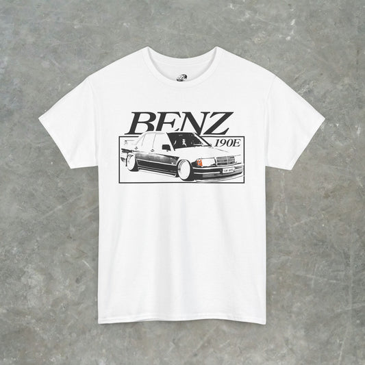 Vintage Benz 190E Car Graphic Tee – Retro Mercedes Art T-Shirt, Streetwear Style, Gildan Heavy Cotton