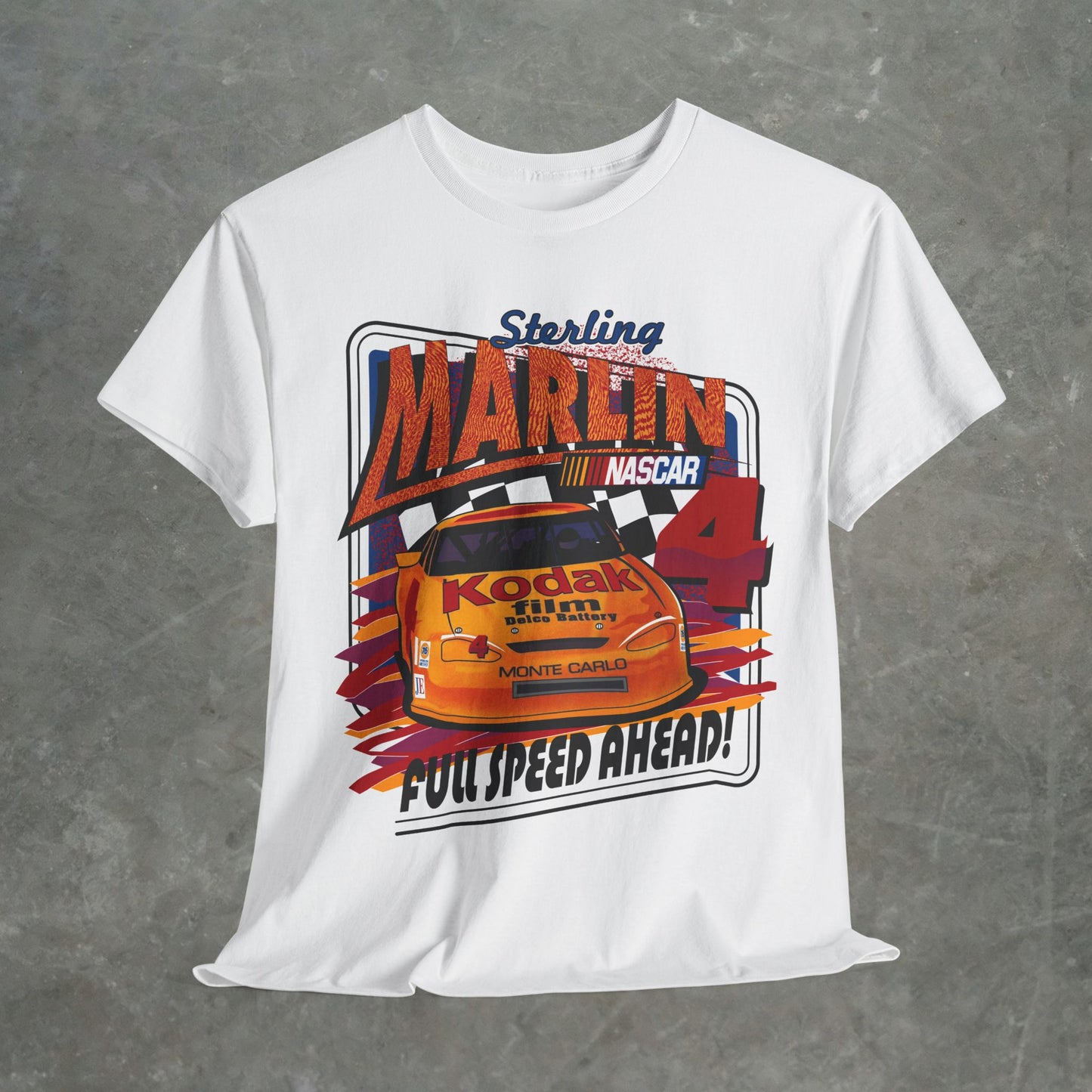 Vintage Sterling Marlin NASCAR T-Shirt – Kodak Racing Car Graphic Tee for Racing Fans