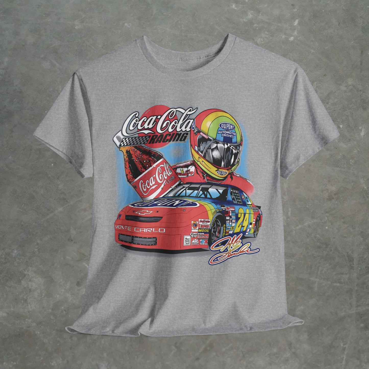 Vintage Coca-Cola Racing T-Shirt - Retro NASCAR Jeff Gordon Graphic Tee - Classic 90s Monte Carlo Car Shirt - Gildan Heavy Cotton